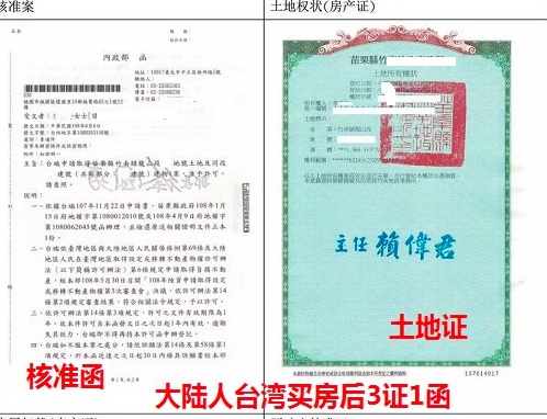 核准函，台湾土地产权证